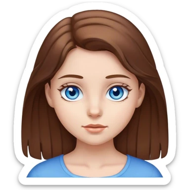 Mädchen jung, braune Haare und blaue Augen  sticker