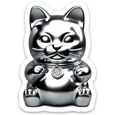Full chrome plated solid color uncluttered maneki neko 3d sticker