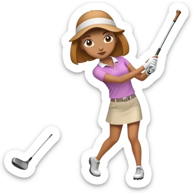 Woman swinging golf club  sticker