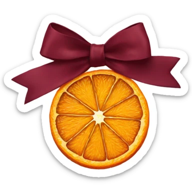 dried orange slice with a burgundy bow sticker