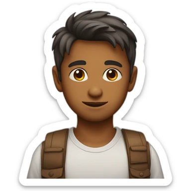 Boy with a light beard and tilak on forehead wearing shirt sticker