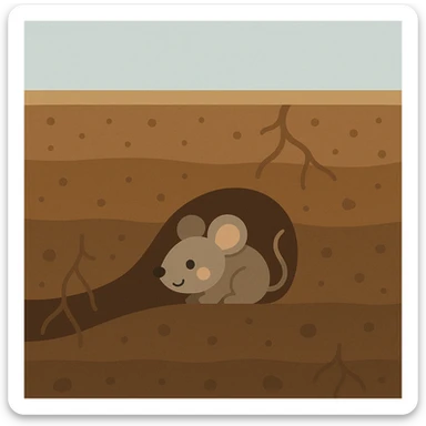 Flat design style mouse under ground sticker