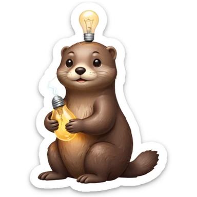 otter hugging one lightbulb sticker