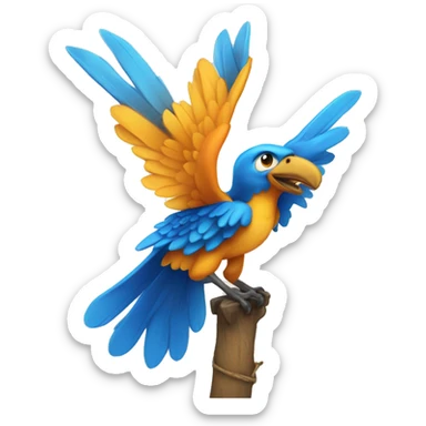 Fênix azul segurando  uma caneta sticker