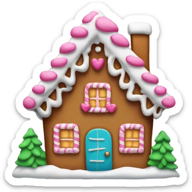Gingerbread house with a pink bow  sticker