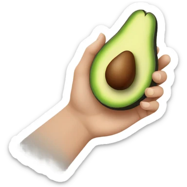 A half cut avocado in hand sticker