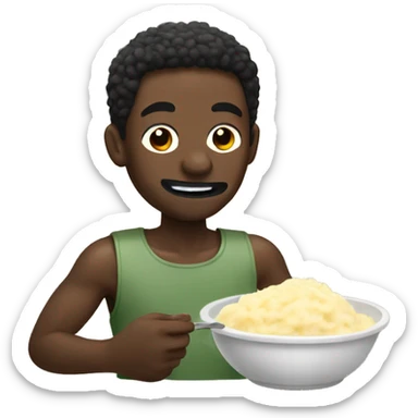 black man eating mash sticker