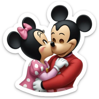 Mickey mouse kissing minnie sticker