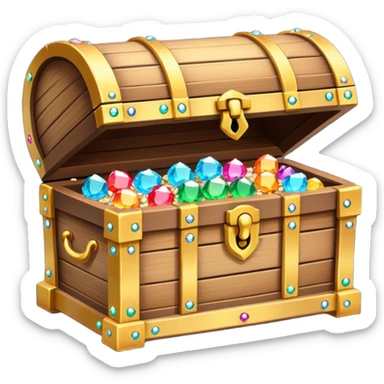 open treasure chest with sparkling jewels sticker