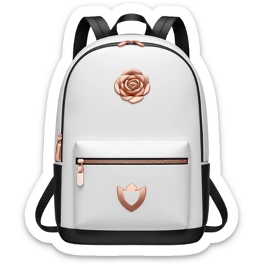 White backpack with rose gold logo and no face sticker