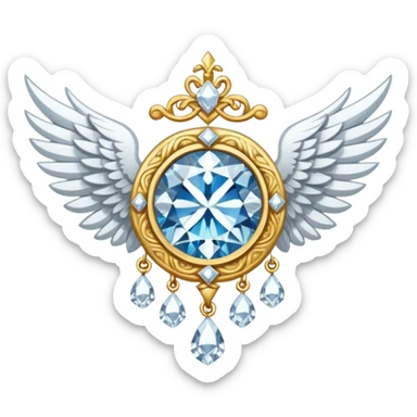 holy diamond emblem with white wings and diamond in the middle sticker