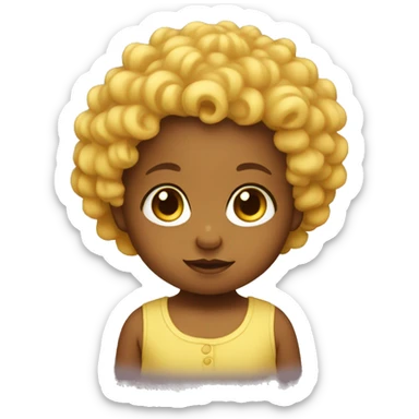 Yellow-skinned baby with curly hair sticker