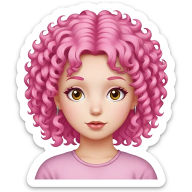 Girl with pink perm hair sticker
