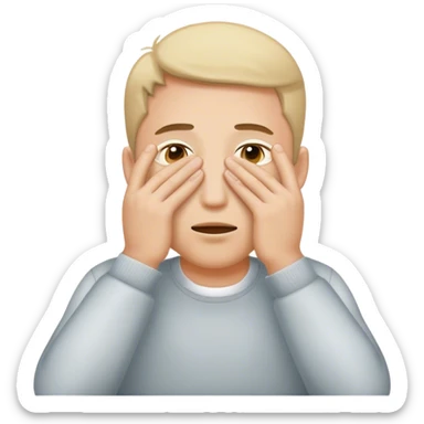 Shy man covering his eyes with his hands sticker