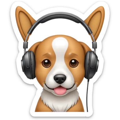 dog with headphones sticker