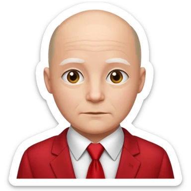 semi Bald with red necktie, red dress, age. sticker