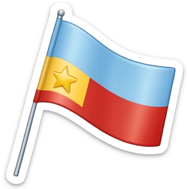 A horizontal flag with a light blue top (2/3 height), a white stripe (1/6), and a red stripe (1/6). Optional: three yellow stars in a downward triangle in the top-left corner. sticker
