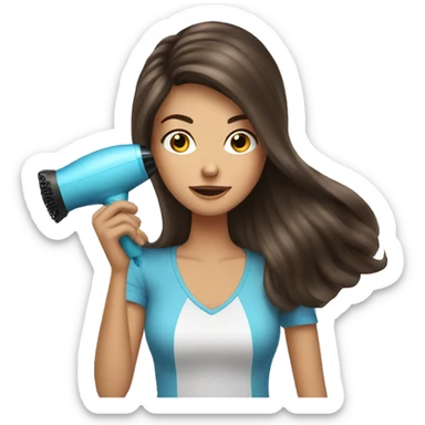 Brunette girl blow drying hair sticker