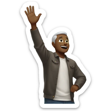 man raising both hands to the sky sticker