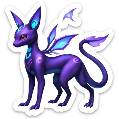 Shiny Ethereal Celestial Futuristic Salandit-Umbreon-Espeon-Hybrid (Full body) sticker