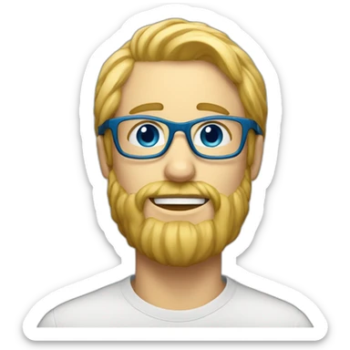 Blond man blue eye glasses small beard eating hazelnut sticker
