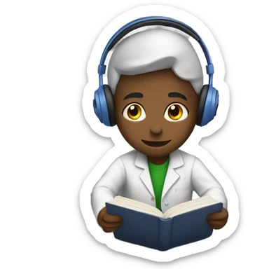 boy wearing headphones and studying chemistry  sticker