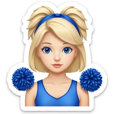 give me a cheerleader with blue pom poms sticker