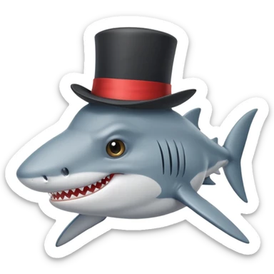 Sad frowning Shark with a top hat sticker