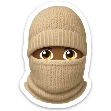 Knitting a beige balaclava sticker