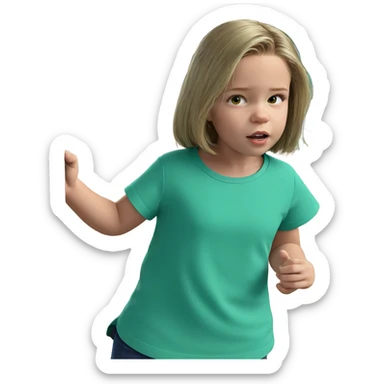 young girl in green shirt sticker