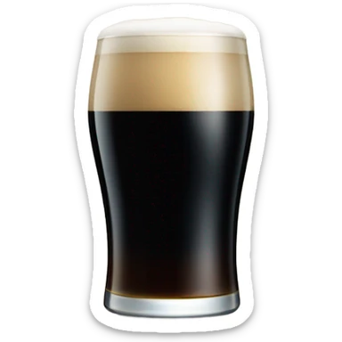 Half full glass of Guinness with the logo on the glass sticker