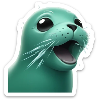 teal-coloured seal exploding head mind-blown amazed sticker