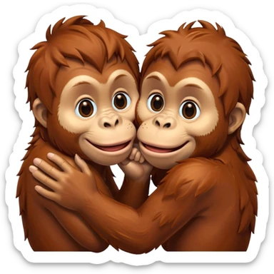 Kissing orangutang blowing kiss sticker