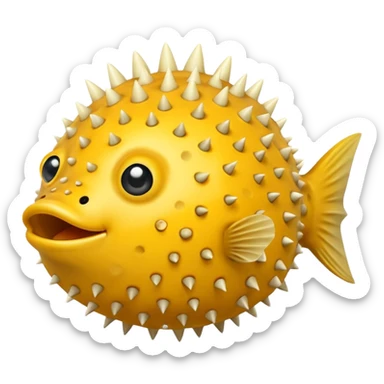 puffer fish, apple emoji style sticker