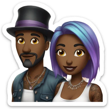 Romantic carnival date for beautiful tattooed couple sticker