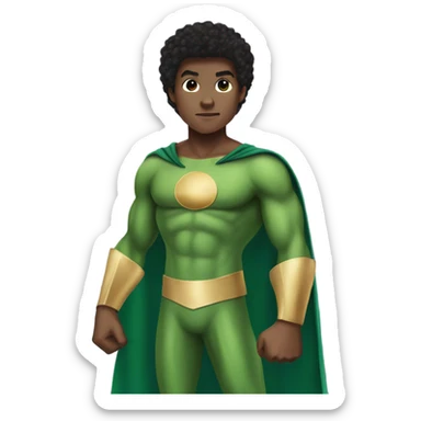 Afro Light-skinned shirtless standing teenager in the green superhero costume of Prince Namor. sticker
