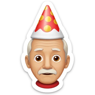 old man with red shirt and birthday cone on his head sticker