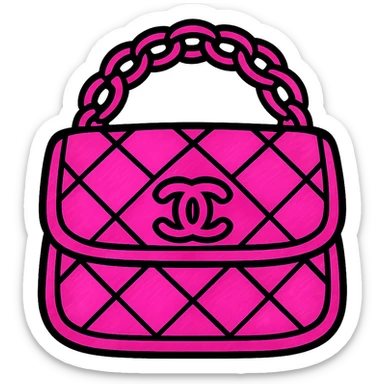 a pink Chanel purse, vibrant and eye-catching sticker