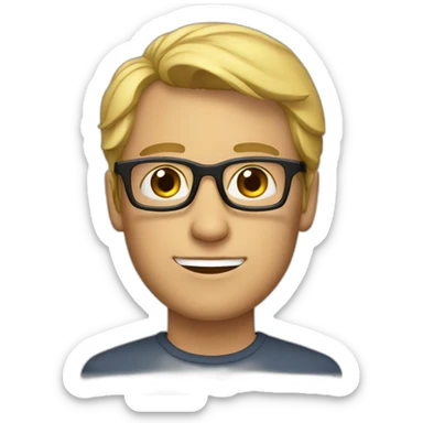 a blonde guy with brown eyes and glasses in his 40s sticker