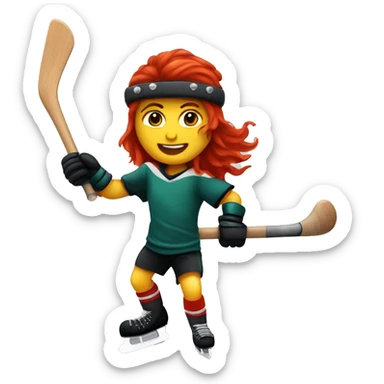 Triton as a red head playing hockey sticker