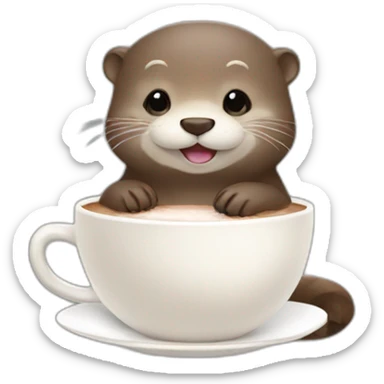 cute otter take a hot chocolate sticker