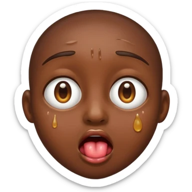 drooling emoji, licking eyes open wide, visible eye bags sticker