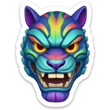 rainbow tiger oni mask sticker