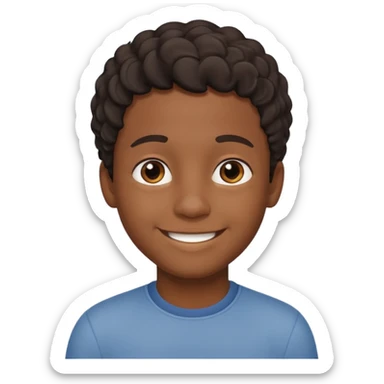 Black smiling boy indoors portrait Short wavy hair sticker