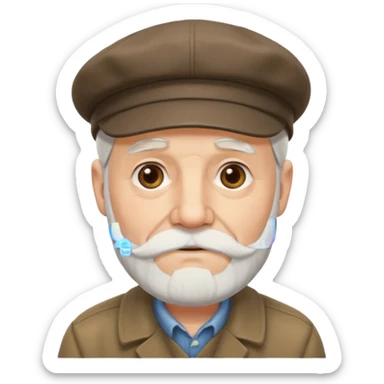 Old man white beard wearing a flat cap sticker