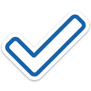 Change the checkmark to white while keeping the blue outline in a simple modern color outline style with no background. sticker