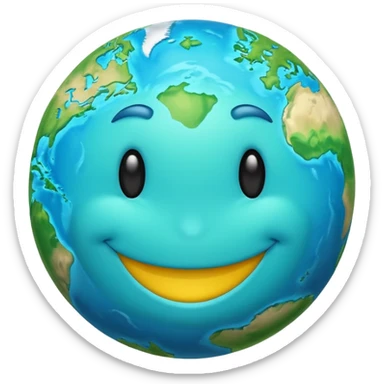 planet earth smiley face sticker
