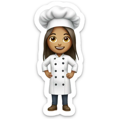 happy asian girl chef long hair brown skin sticker