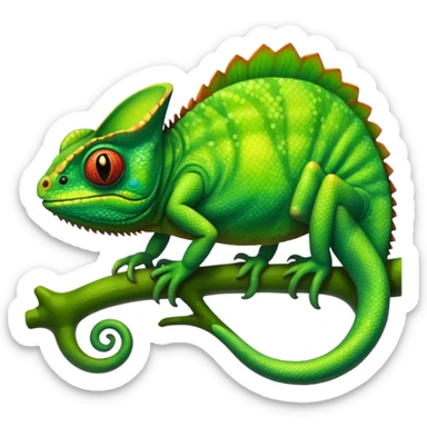 A green chameleon  sticker