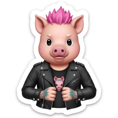 Punk drummer pig sticker